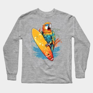 Cool surfing parrot with surfboard Long Sleeve T-Shirt